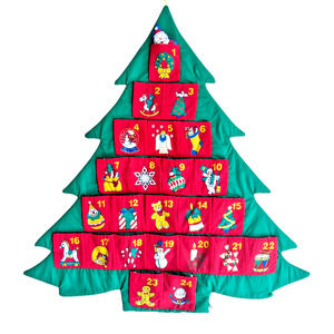 Vintage 1995 Avon Countdown to Christmas Fabric Tree Advent Calendar